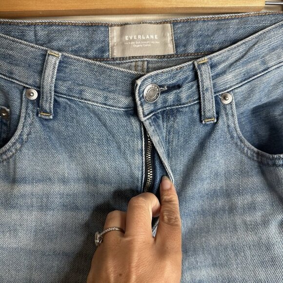 Everlane Womens Super Soft Straight Leg Jeans Size 28 Cotton Med Wash Mid Rise - Picture 4 of 12